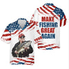 Maxcorners Make Fishing Great Again Patriotic Fishing Shirt, Red White Blue Fishing UPF Shirts, Men's Fishing Shirt