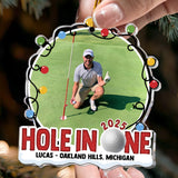 Maxcorners Hole In One Custom Photo Xmas Ornament, Golf Player Custom Name Acrylic Ornament, Christmas Golf Gift