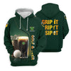 Maxcorners Grip It Rip It Sip It Golf And Beer St Patrick's Day Green Golf Tops For Men, Golf Shirts For Men