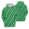 Maxcorners Green And White Lucky Four Leaf Clover Argyle Pattern St Patrick's Day Golf Shirt, Polo Shirts For Men