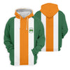 Maxcorners Green Orange White Vertical Stripes St Patrick's Day Golf Shirt, Women's Golf Tops, Ladies Golf Shirts