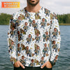 Maxcorners Custom Face White Funny Fishing Shirt, Personalized Fishing Shirt, Gift For Fisherman, Men's Fishing Shirt