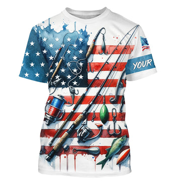 Maxcorners American Flag UV Protection Fishing T-Shirt Fishing Jersey For Fisherman A52 LM0501