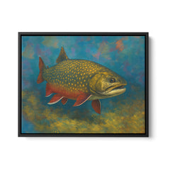 Maxcorners Brook Trout Fishing Art Colorful Painting Fish Art Printed Framed Matte Canvas LM0101