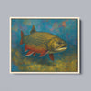 Maxcorners Brook Trout Fishing Art Colorful Painting Fish Art Printed Framed Matte Canvas LM0101