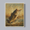 Maxcorners Bass Fishing Art Oil Painting Printed Fish Art Framed Matte Canvas LM0101