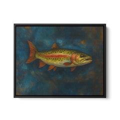 Maxcorners Trout Fishing Art Oil Painting Fish Art Printed Framed Matte Canvas LM0101