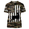 Maxcorners Deer Hunting America Flag Camo Custom Name Shirt 3D All Over Printed Clothes