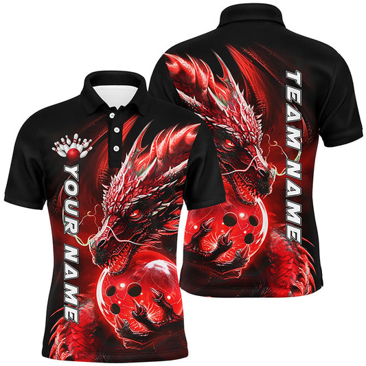 Max Corner Bowling and Pins Strike Bowling Light Dragon Hug Multicolored Bowling jerseys Custom Name And Team 3D Polo Shirt