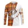 Maxcorners Custom Bass Fishing Fall Orange Plaid Fishing Shirts, Christmas Thanksgiving Fishing gifts LM0201