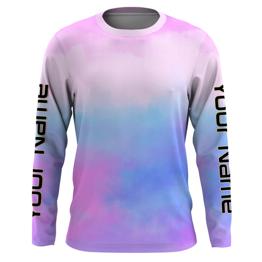 Maxcorners Pink Shibori Tie Dye Camo Long Sleeve Uv Protection Fishing Shirts LM0201