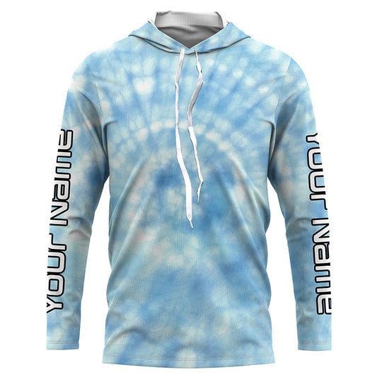 Maxcorners Custom blue spiral tie dye Long sleeve performance Fishing Shirts, Fishing gifts for Fisherman LM0201