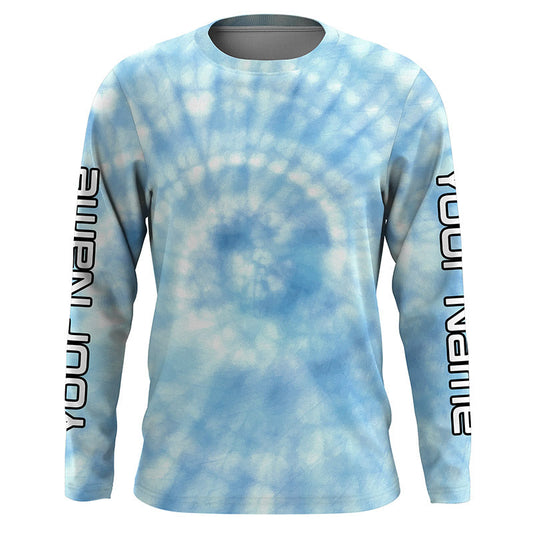 Maxcorners Custom blue spiral tie dye Long sleeve performance Fishing Shirts, Fishing gifts for Fisherman LM0201