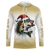 Maxcorners Christmas Lights String Bass Christmas Fishing Shirts With Customized Name, Xmas Fishing Gifts LM0201