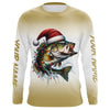 Maxcorners Christmas Lights String Bass Christmas Fishing Shirts With Customized Name, Xmas Fishing Gifts LM0201