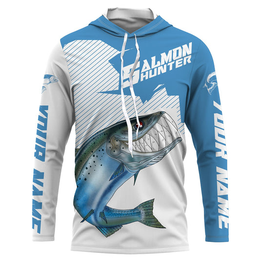 Maxcorners Angry Chinook King Salmon Custom Long sleeve Fishing Shirts, Salmon hunter Fishing jerseys LM0201