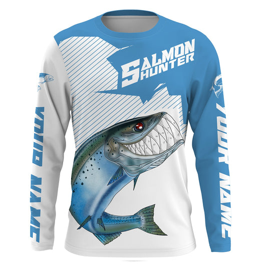 Maxcorners Angry Chinook King Salmon Custom Long sleeve Fishing Shirts, Salmon hunter Fishing jerseys LM0201