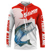 Maxcorners Angry Chinook King Salmon Custom Long sleeve Fishing Shirts, Salmon hunter Fishing jerseys | red LM0201