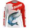 Maxcorners Angry Chinook King Salmon Custom Long sleeve Fishing Shirts, Salmon hunter Fishing jerseys | red LM0201
