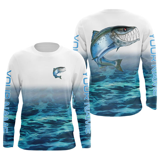 Maxcorners Custom Chinook King Salmon Tournament Long Sleeve Fishing Shirts, Salmon Performance Fishing Jerseys LM0201