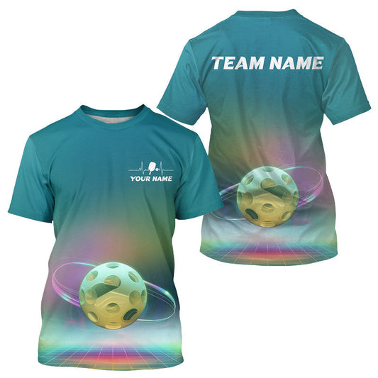 Maxcorners Custom Galaxy Colors Holographic Pickleball Team Polo Shirts For Men, Pickleball League Shirt  LM1307