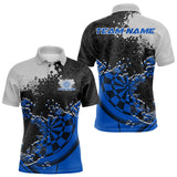 Maxcorners Custom Black And Blue Dartboard Dart Team Men Polo Shirt, Dartboard Pattern Dart Jerseys  LM0910