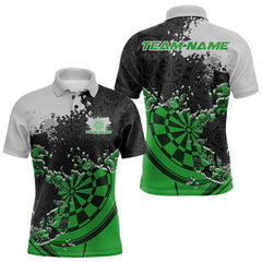 Maxcorners Custom Black And Green Dartboard Dart Team Men Polo Shirt, Dartboard Pattern Dart Jerseys LM0910