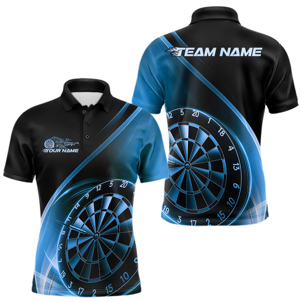 Maxcorners Custom Black And Blue Dartboard Dart Team Jerseys, Dart League Polo Shirt For Men LM0910