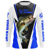 Maxcorners Personalized Bass Fishing Jerseys, Bass Fishing Long Sleeve Fishing Tournament Shirts | Blue LM0201