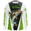 Maxcorners Personalized Bass Fishing Jerseys, Bass Fishing Long Sleeve Fishing Tournament Shirts | Green LM0201