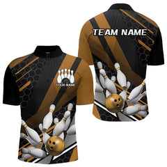 Maxcorners Custom Black And Yellow Bowling Team Jerseys, Striking Bowling League Polo Shirt For Men MT0609