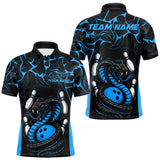 Maxcorners Custom Black And Blue Cobra Snake Bowling Jerseys, Bowling Team Men Polo Shirts MT0609