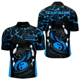 Maxcorners Custom Black And Blue Cobra Snake Bowling Jerseys, Bowling Team Men Polo Shirts MT0609