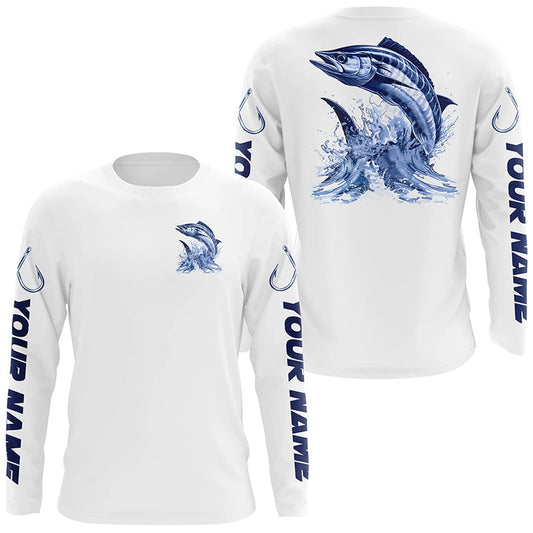 Maxcorners Wahoo Long Sleeve Fishing Shirts, Wahoo Custom Fishing Jerseys Saltwater Fishing Gifts LM0201