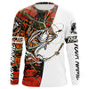 Maxcorners Bass Fishing Custom Long sleeve performance Fishing Shirts, Largemouth Bass Shirts | orange camo LM0201