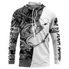 Maxcorners Bass Fishing Custom Long sleeve performance Fishing Shirts, Largemouth Bass Shirts | gray camo LM0201