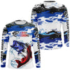 Maxcorners Custom Patriotic Bass Fishing Camo Jerseys, American Flag Bass Long Sleeve Fishing Shirts LM0201