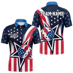 Maxcorners Custom US Star Pickleball Polo Shirts For Men, America Flag Patriotic Pickleball Team Jerseys