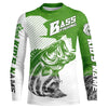 Maxcorners Personalized Bass Fishing Jerseys, Bass Fishing Long Sleeve Fishing Tournament Shirts | Green Camo LM0201