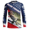 Maxcorners American Flag Bass Fishing Jerseys, Personalized Patriotic Bass Fishing Shirts For Fisherman LM0201
