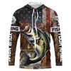 Maxcorners Vintage American Flag Bass Fishing Jerseys, Personalized Patriotic Bass Fishing Shirts For Fisherman LM0201