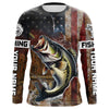 Maxcorners Vintage American Flag Bass Fishing Jerseys, Personalized Patriotic Bass Fishing Shirts For Fisherman LM0201