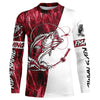 Maxcorners Custom Bass Fishing Tattoo Red Camo Long Sleeve Tournament Fishing Shirts, Bass Fishing Jerseys LM0201