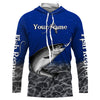Maxcorners Chinook King Salmon Custom Long Sleeve performance Fishing Shirts, Salmon Fishing jerseys | blue LM0201