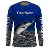 Maxcorners Chinook King Salmon Custom Long Sleeve performance Fishing Shirts, Salmon Fishing jerseys | blue LM0201