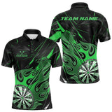 Maxcorners Custom Black And Green Flame Dartboard Dart Polo Shirts For Men, Dart Players Outfits TU1208