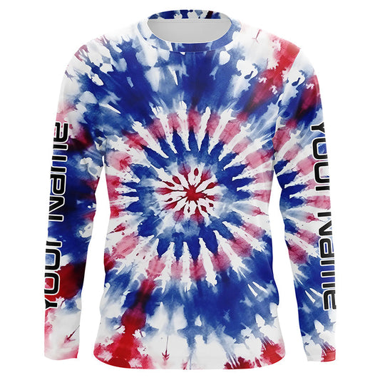Maxcorners Custom Tie Dye American Flag Fishing Shirts, USA Patriotic Fishing Gifts Uv Protection 1 LM0201