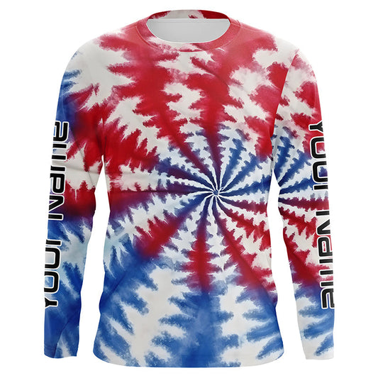 Maxcorners Custom Tie Dye American Flag Fishing Shirts, USA Patriotic Fishing Gifts Uv Protection 2 LM0201