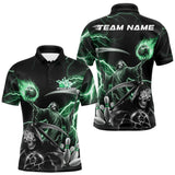 Maxcorners Custom Green Lightning Grim Reaper Skull Bowling Men Polo Shirt, Halloween Outfit LM1809