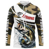 Maxcorners Custom Bass Long Sleeve Fishing Shirts, Personalized Bass Fishing Jerseys Camouflage LM0201